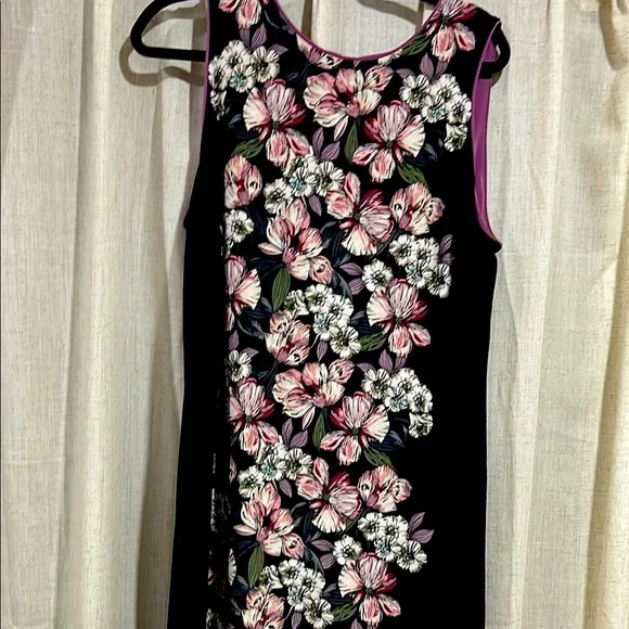 White House Black Market Black and mauve reversible Midi Dress size large - Picture 5 of 7